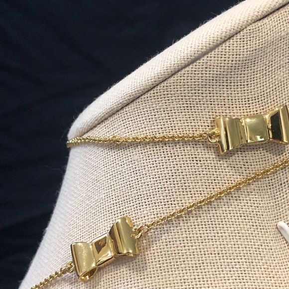 KATE SPADE Gold Tone Gold Enamel Bow Long Necklace - Picture 13 of 14